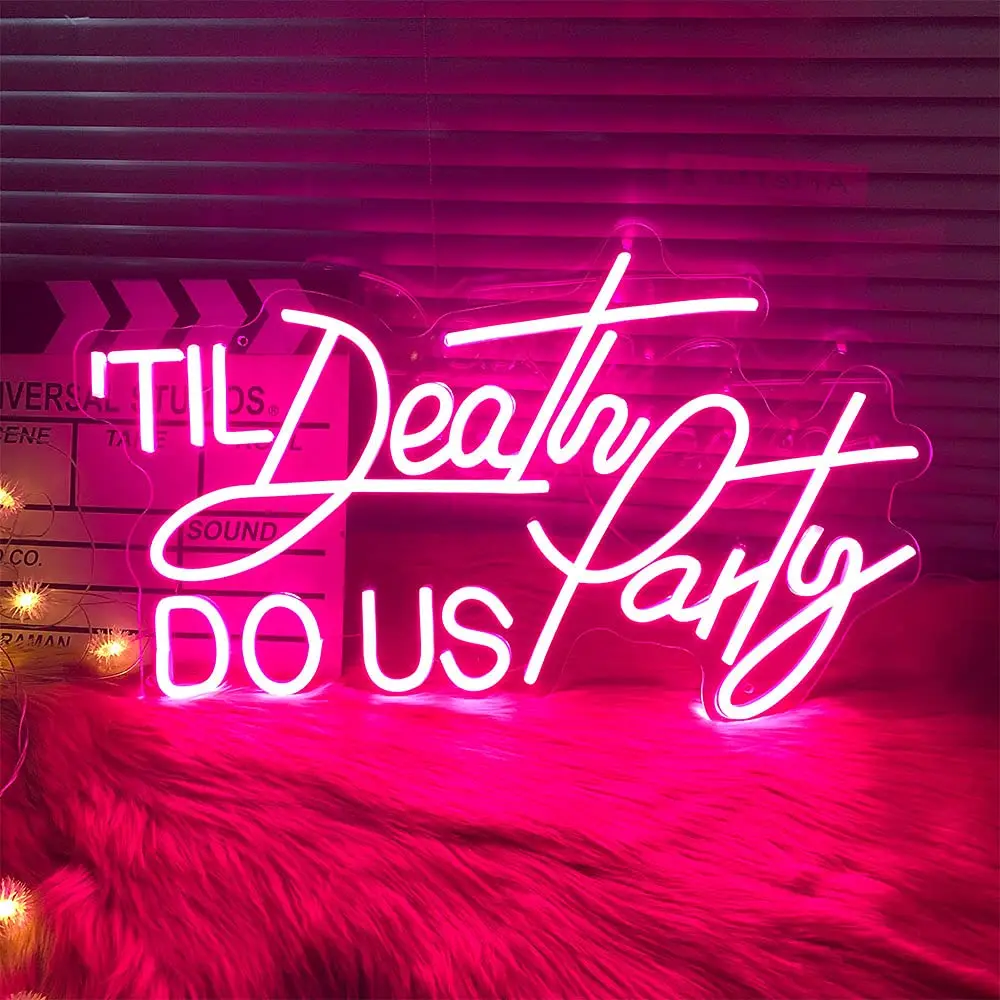 Sign Decor Led Light Wall Flex Vibe Lights Letters For Girls Home Bedroom Custom 12V Lamp Words Til Death Do Us Party Neon Signs