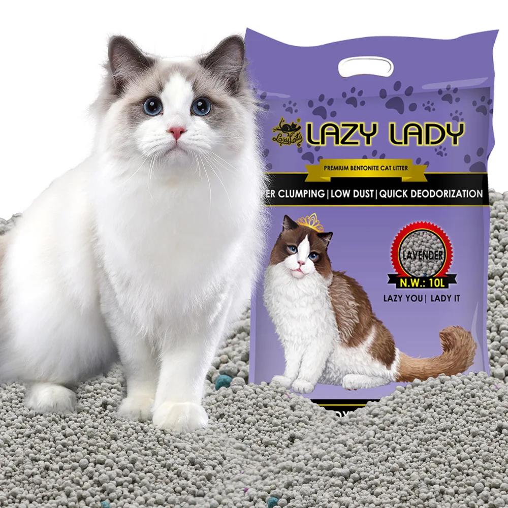 OEM Manufacturers Cat Sand Lavender Scent Odour Lock Strong Dust Free Clumping Premium Bentonite Cat Litter