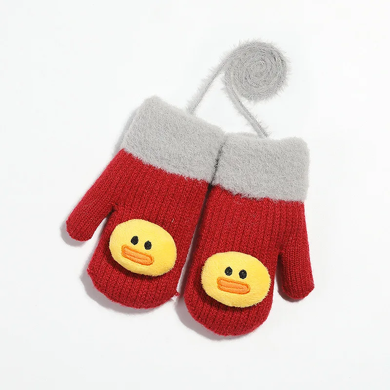 
Winter 5-10 years Children Knit Warm Gloves Outdoor Thick velvet Boy Girl cute Animal fingerless mittens 