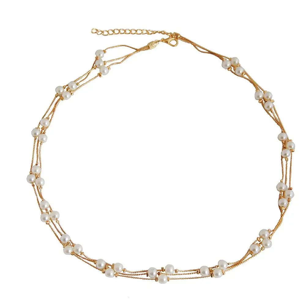 Long Double Layer Simulated Pearls LadIes Necklaces Clavicle Fashion Jewelry Sweater Chain Long Necklace For Women 2019 New