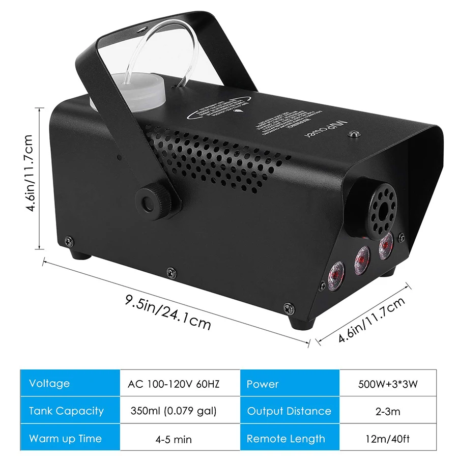 VALAVA 500W LED Professional Mini Smoke Machine 500W Fog Machine With RGB Light for Stage Party Bar Wedding Disco DJ