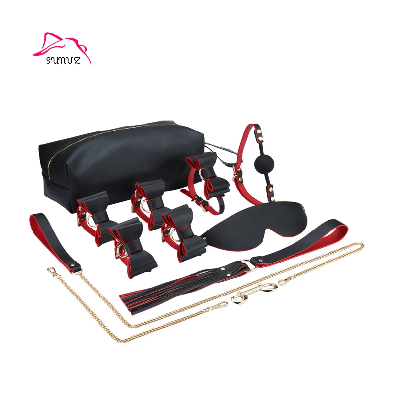 Высококачественные 7 комплектов кожаные фиксаторы Фетиш спальня БДСМ игры бондаж секс-игрушки