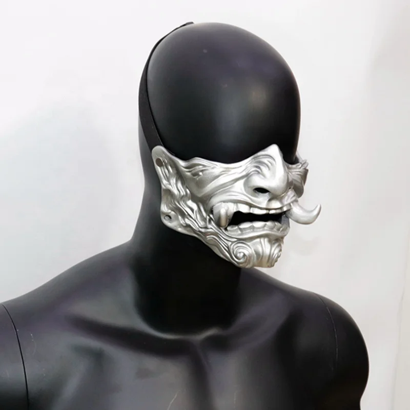 Halloween evil half face mask, cosplay devil party realistic carnival ball face changing costume