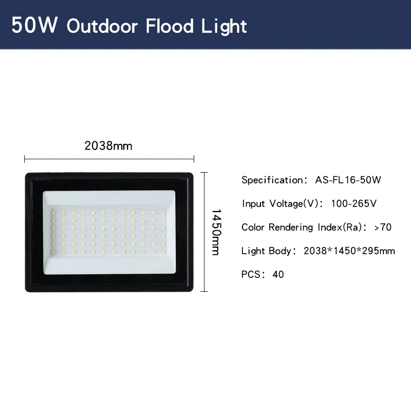 IP65 Waterproof Outdoor LED Flood Light 50W-400W Reflector with 10W Chip Holder 10-100W Flood Focos SKD/CKD