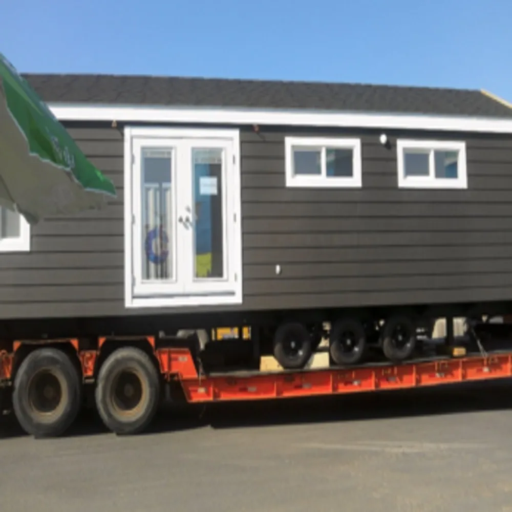Low cost mobile used foldable modular durable garden metal wood glass prefab tiny house on wheels