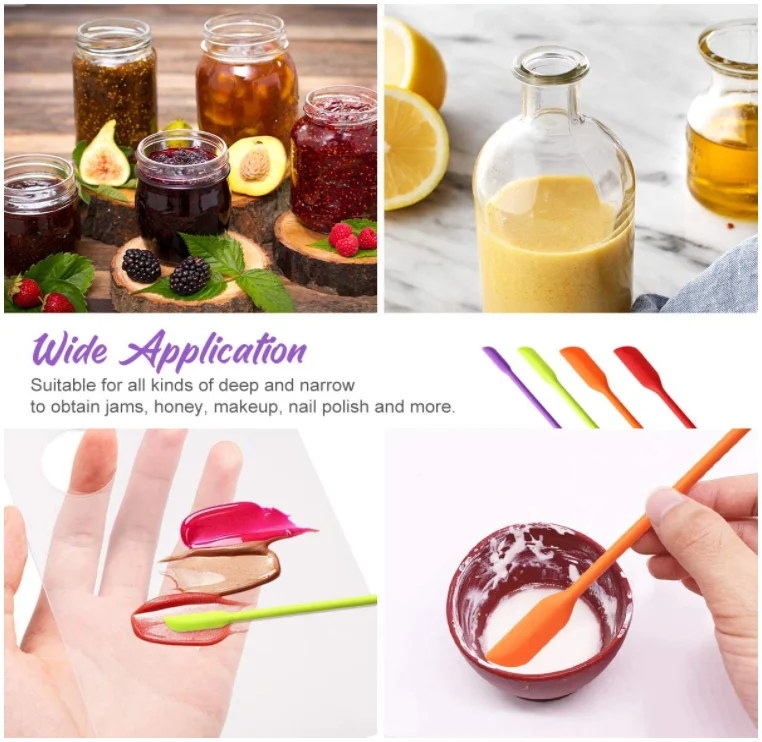 4pcs 3 size Mini  silicone Jar spatula set and bottle scraper for kitchen accessories