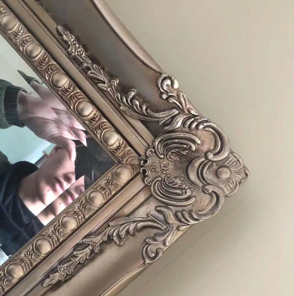 Solid wood+ gypsum embossed framed customized  antique baroque mirror