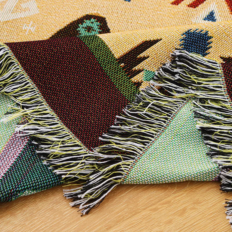 Ethnic Style Geometric Design Custom Tapestry Woven Sofa Blanket Boho Tapestry