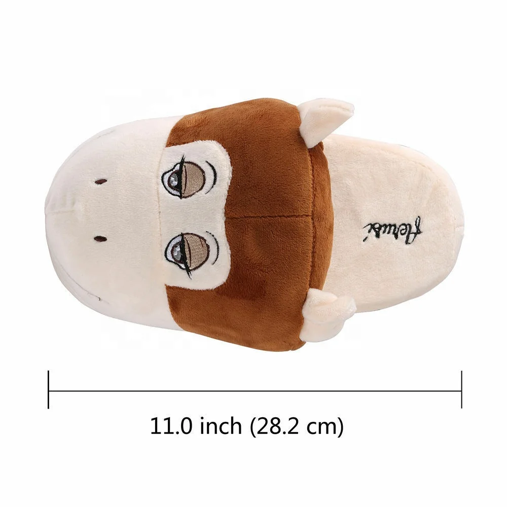 Soft and Cute Plush slippers animal shape brown monkey winter plush cartoon slipper