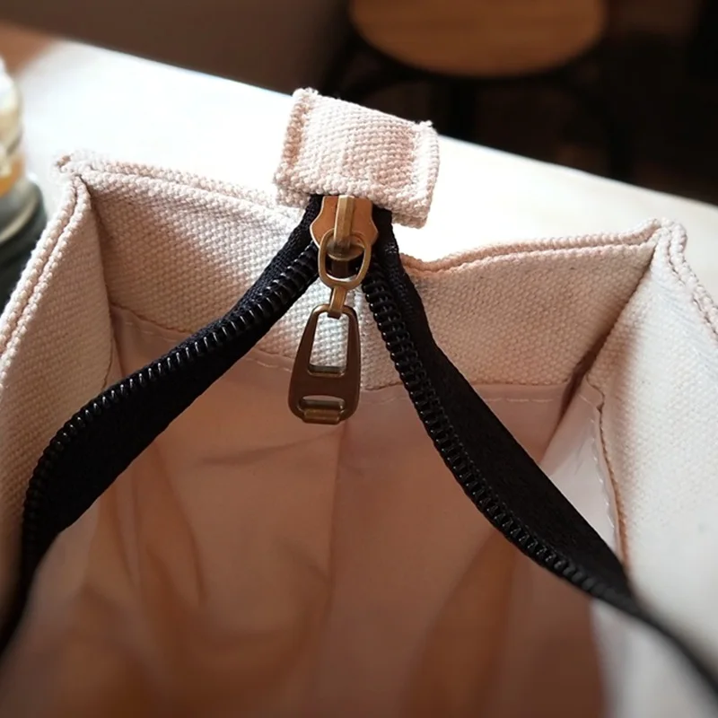 Wholesale eco friendly canvas tote bag shopping lunch bag with zipper