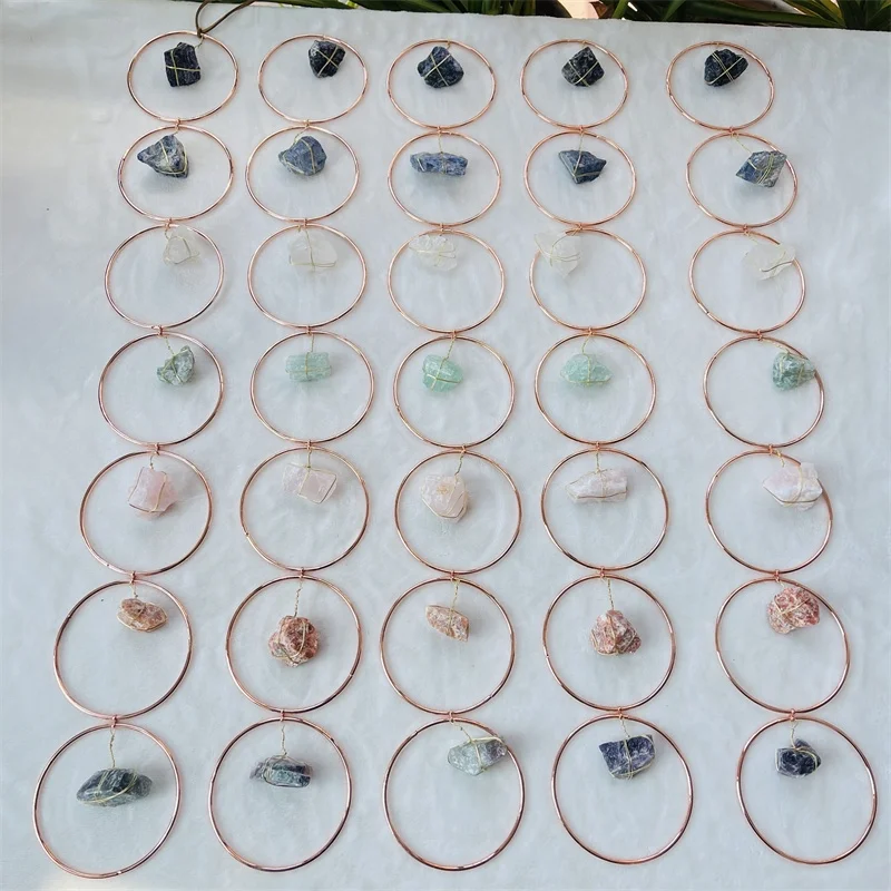 Natural Crystal Raw Stone Chakra Wall Hanging Ornament Healing Stone Crystal Wind Chime Crafts