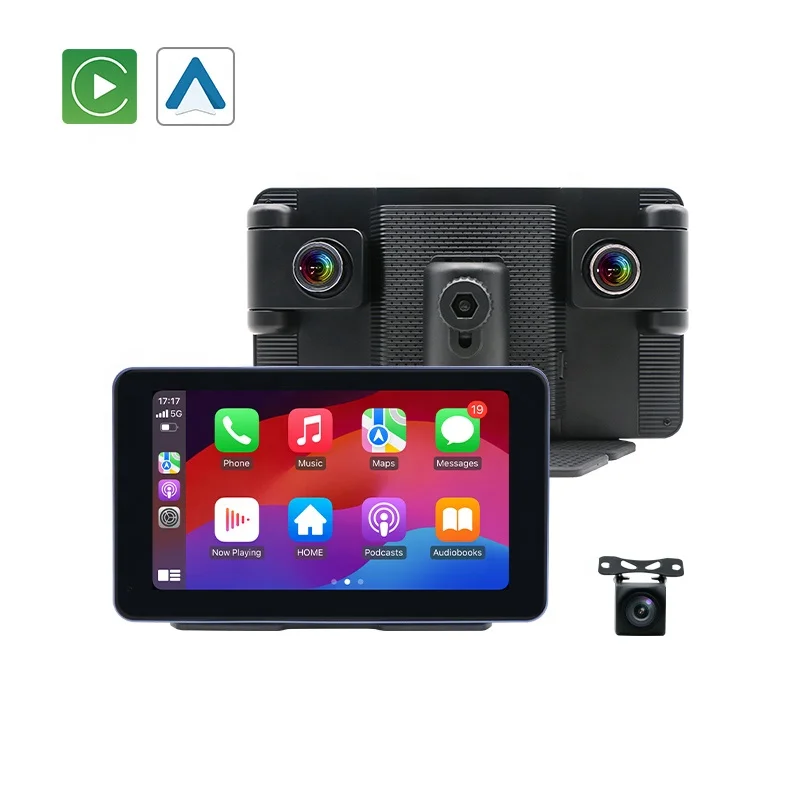 wireless carplay & android auto  carplay 2 3 channels g-sensor dash camera  auto incar cam front and rear car dvr camera carplay