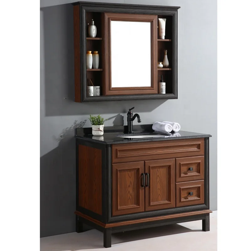 
QM 9007 Modern Bathroom Furniture Set Waterproof WPC Bathroom Vanity Cabinet Shilf With Mirror Sink  (60776235461)