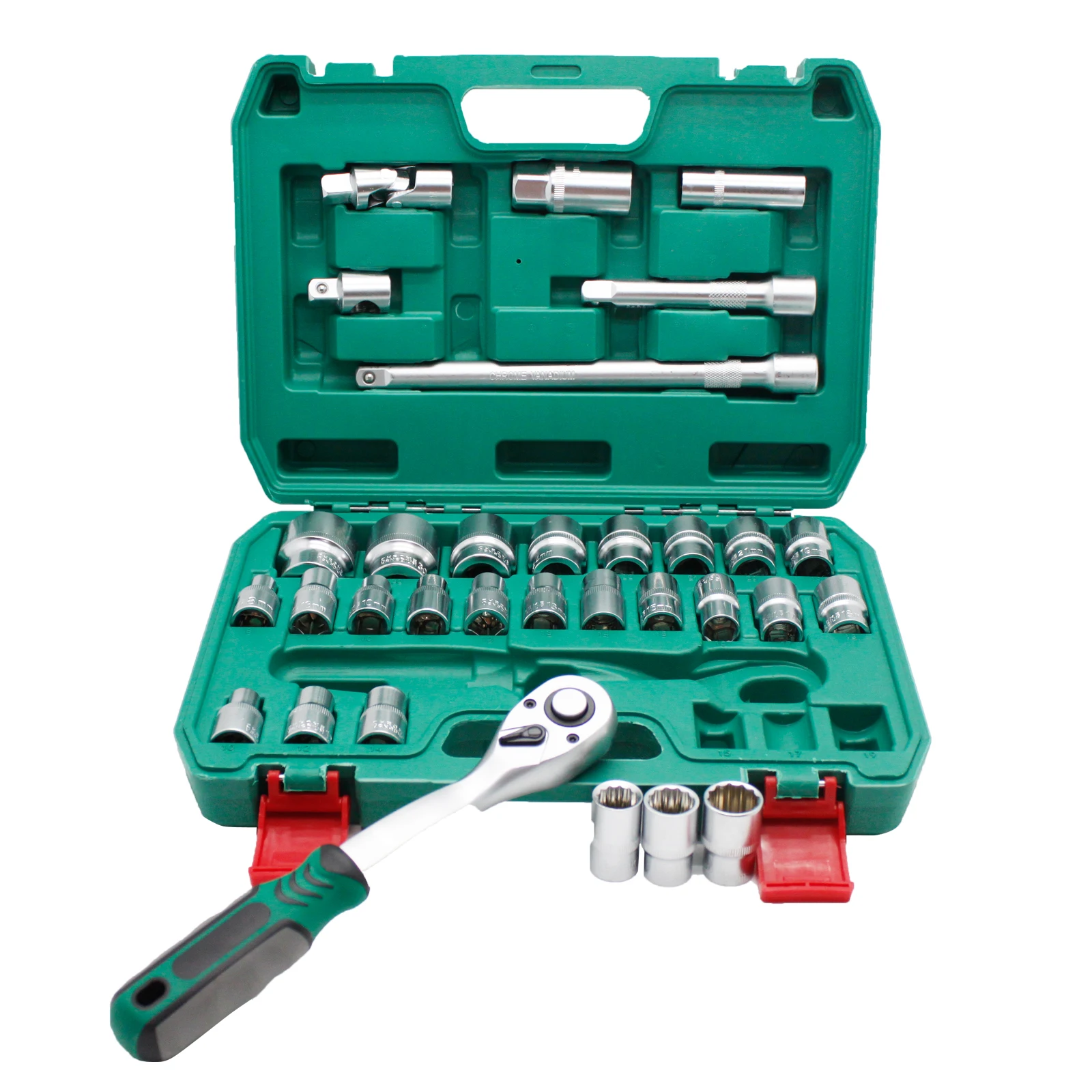 32 Pcs High Quality CR-V Material Auto Repair Socket Sets Adjustable Wrench Socket Tool Set Motorcycles Mechanic Hand Toolbox