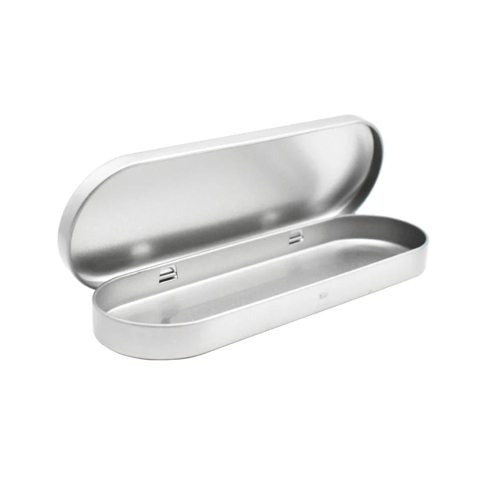 Wholesale Custom Printed Metal Tin Pencil Box Stationery Pen Packing Hinged Lid Metal Case