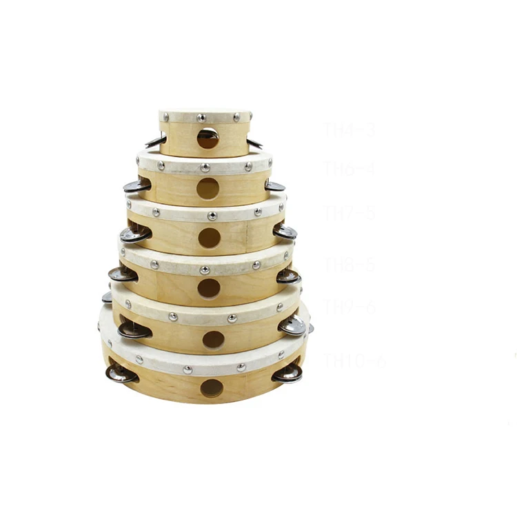 Wholesale Hand-made Wooden Sheepskin Tambourine Drum
