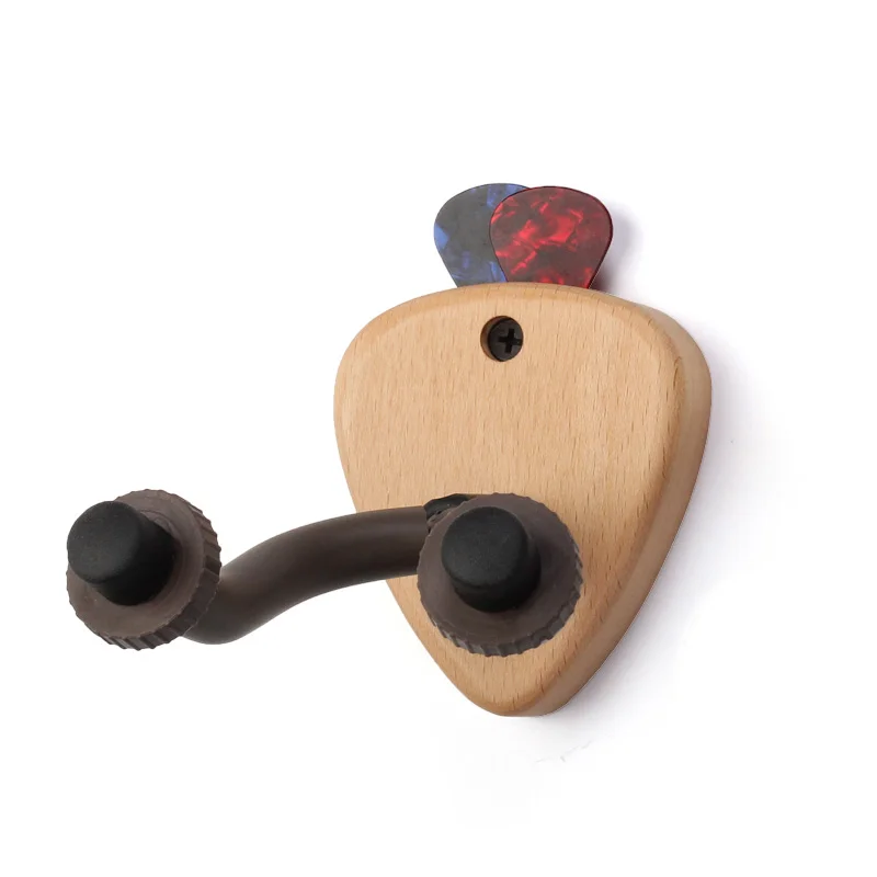 Wooden Guitar Stand with Pick Holder Wall Mount Guitar Hanger for Acoustic Guitar Ukulele Bass Violin