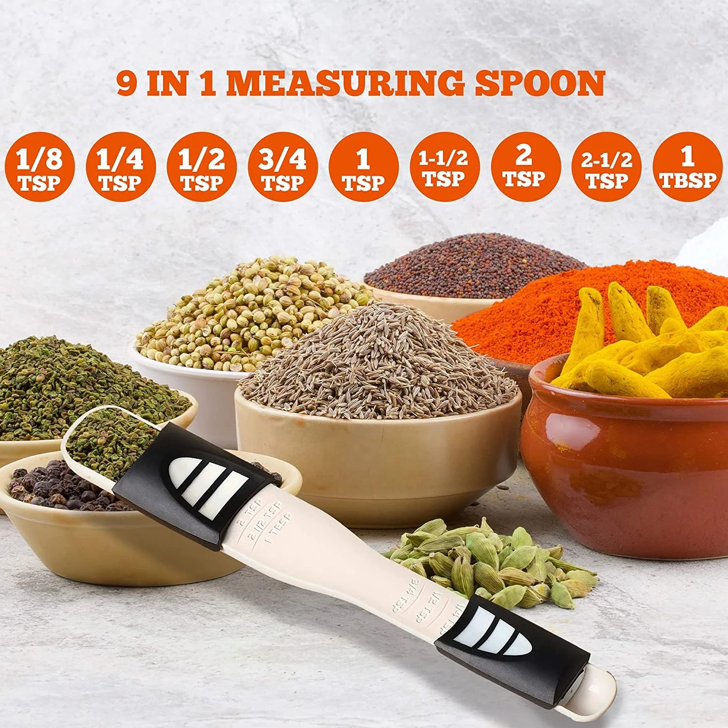 Adjustable Measuring Spoon with Double End Adjustable Scale 9 Stalls All in One Measuring Spoon Wide Range of Measurements
