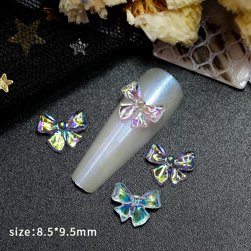 AB Glitter Translucent Aurora Various Butterfly Bowknots Rose Nail Art Rhinestones Jewelry Decorations Manicure Charms