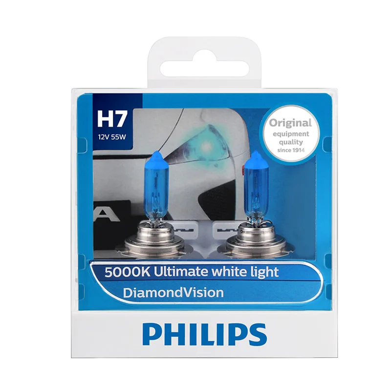 Philips Xenon  Halogen H7 12V 55W Diamond Vision 5000K halogen bulb LED headlight with ECE, DOT