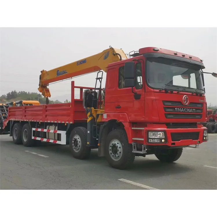 SHACMAN 8x4 Crane Truck With Flatbed Lorry Telescopic Boom Truck Mounted Crane 20 Tons