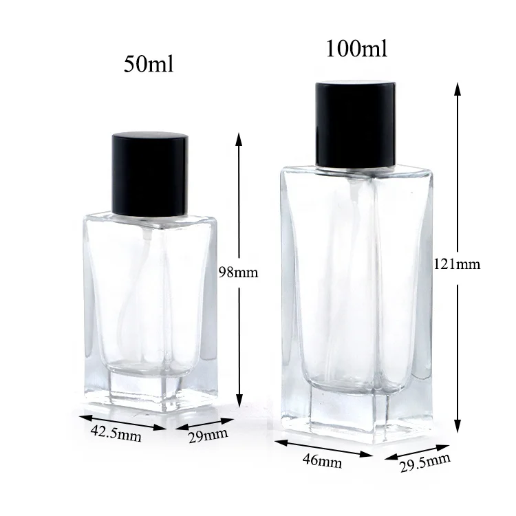 Free Sample Luxury Man and Women 30ml 50ml Square Spray Glass Perfume Bottle Wholesale