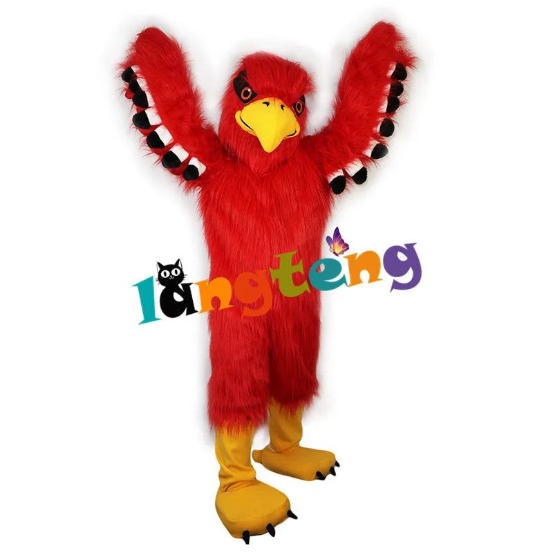 790 Adult Cosplay Red longhair Fursuit Falcon Eagle Hawk Bird Mascot Costumes