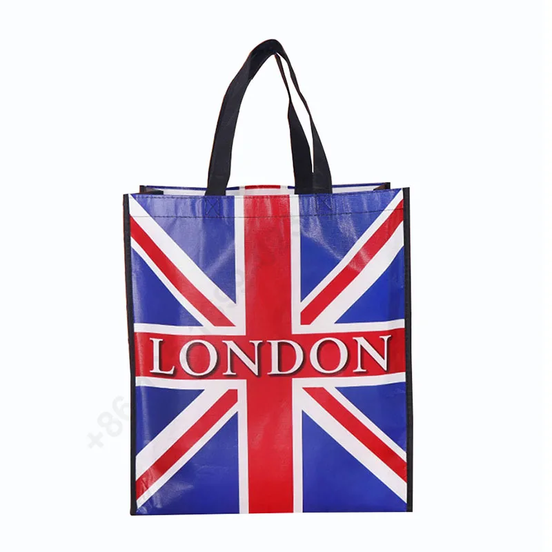 Custom color printing hand woven bag film snakeskin shopping bag PP mulch woven bag