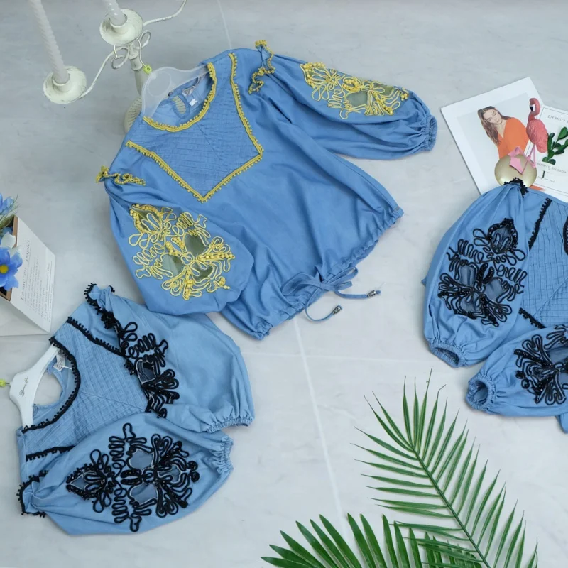 
Embroidery kids dresses korea girls denim dress girl jeans dress wholesale 