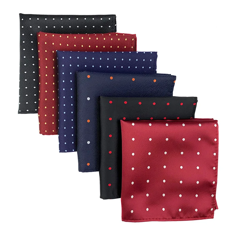 China Moderate Prices Mens Pocket Square 25x25cm Colorful Dots Handkerchief 100% Polyester Pocket Square