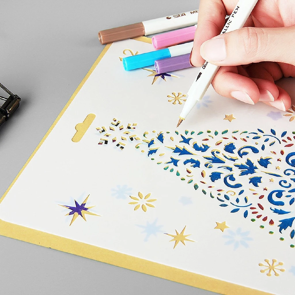 Christmas multifunction drafting tools notebook drawing stencils PET journal template painting stencil