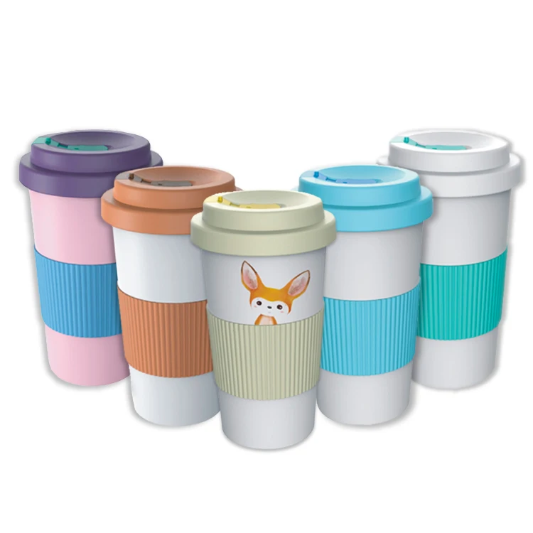 Bamboo Fiber Water Cup with Silicone Sleeve, Eco-Friendly