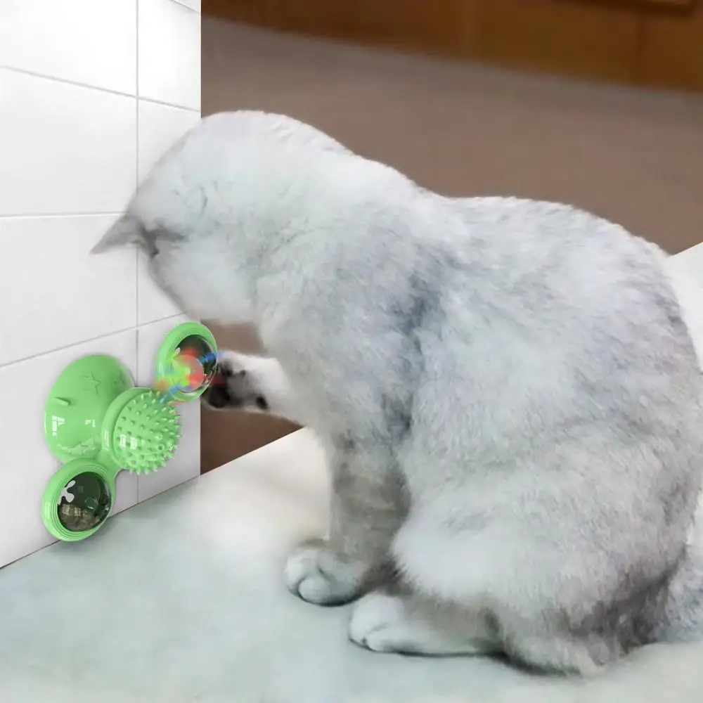 
grooming rubber molar cat pet toy windmill catnip bell toy for kitten 