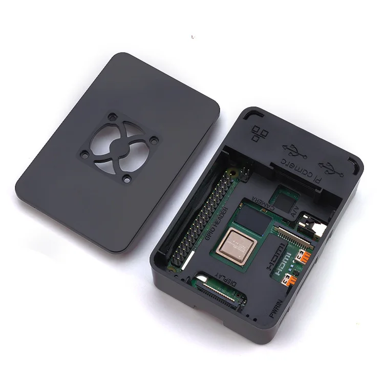Custom Factory 4B Square Black Enclosure Box  Housing Shell  Raspberry Pi  Case