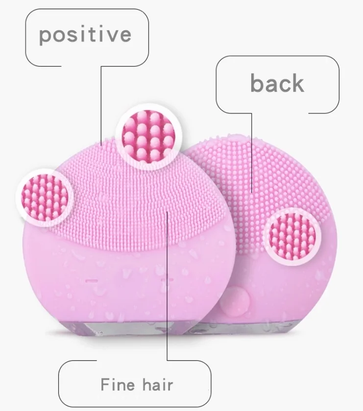 Women Products Electric Silicone Cleansing Sonic Vibrating Facial Black Brush