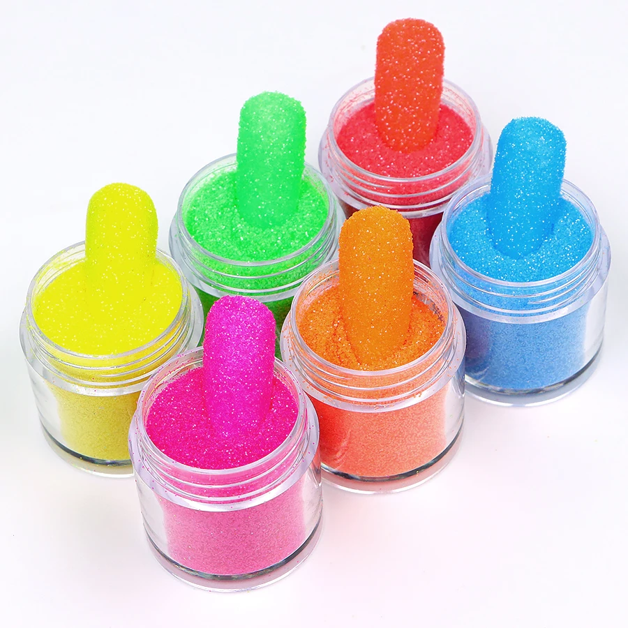 YMJ Nail Art Decorations Fluorescent Glitter Pigment Powder Bulk 12 Colors UV Neon Glitter