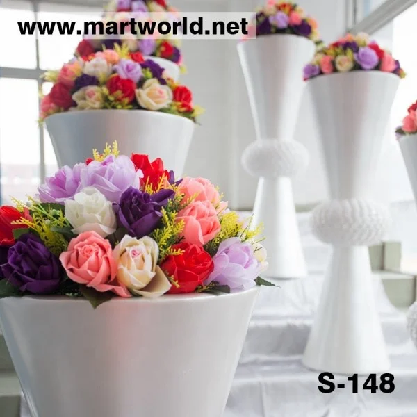 Hot sale beautiful white solid wedding flower vase walway pillars stand for wedding gifts party event decorations (S-148)