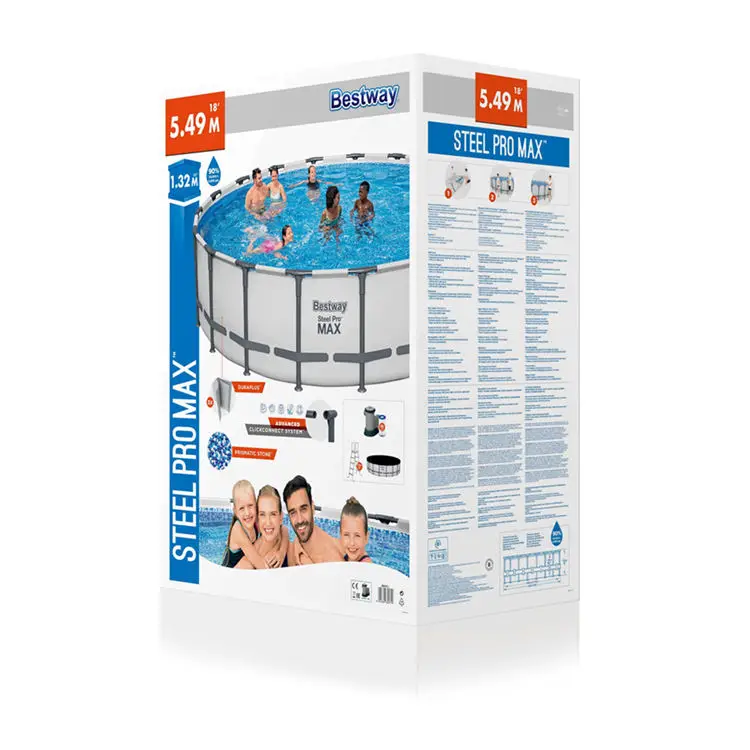 Bestway 561FJ 5.49m X 1.32m Steel Pro MAX Round Foldable Piscina Outdoor Structural Family Metal Frame Swimming Pool