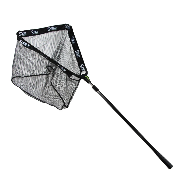 Selco Podrywka Rubber Coating Net+Al Head 60*60Cm  Net Depth 55Cm Hexagon Handle Carbon Fiber Landing Net