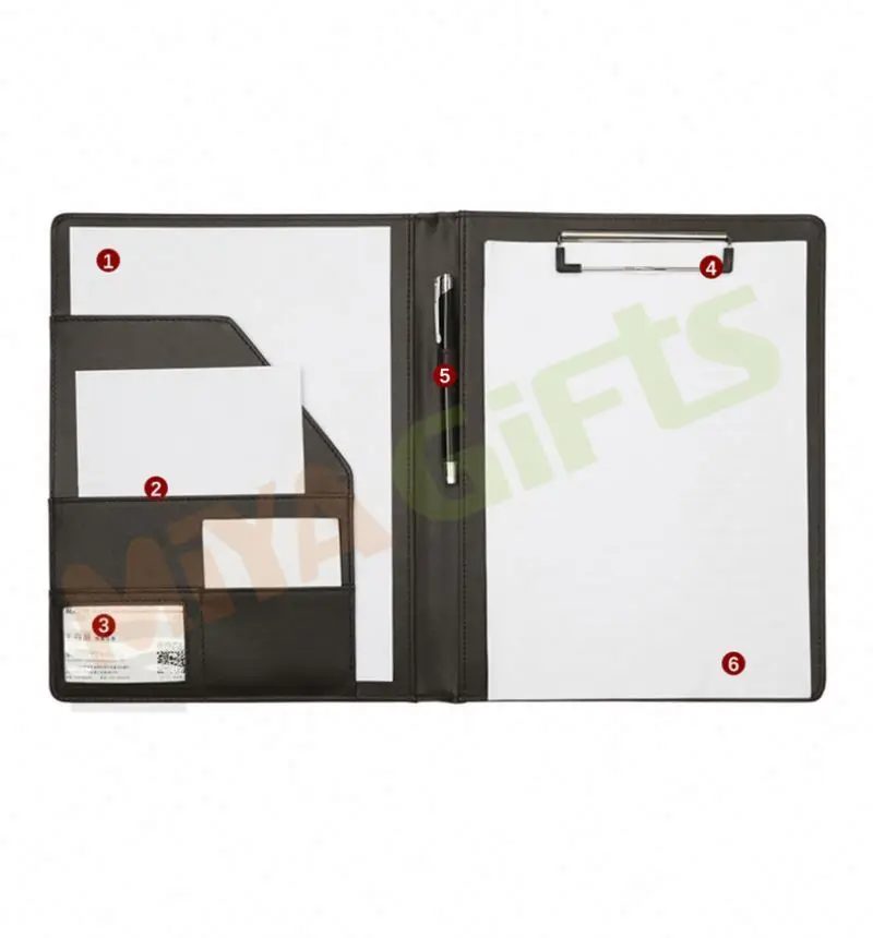 custom simple color vegan leather padfolio A4 file portfolio folder for girl lady student legal clipboard planner