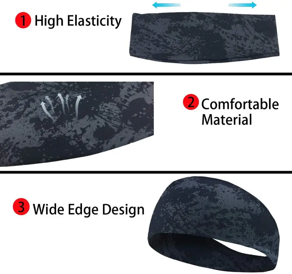 Custom printing wide sport  headband workout hairband  quick drying fit yoga sweatband  custom logo free