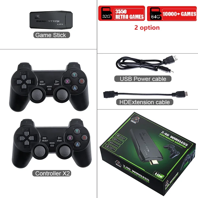 M8 game stick 2.4G wireless doubles game controller includes Supports 4k ultra high definition TV video output