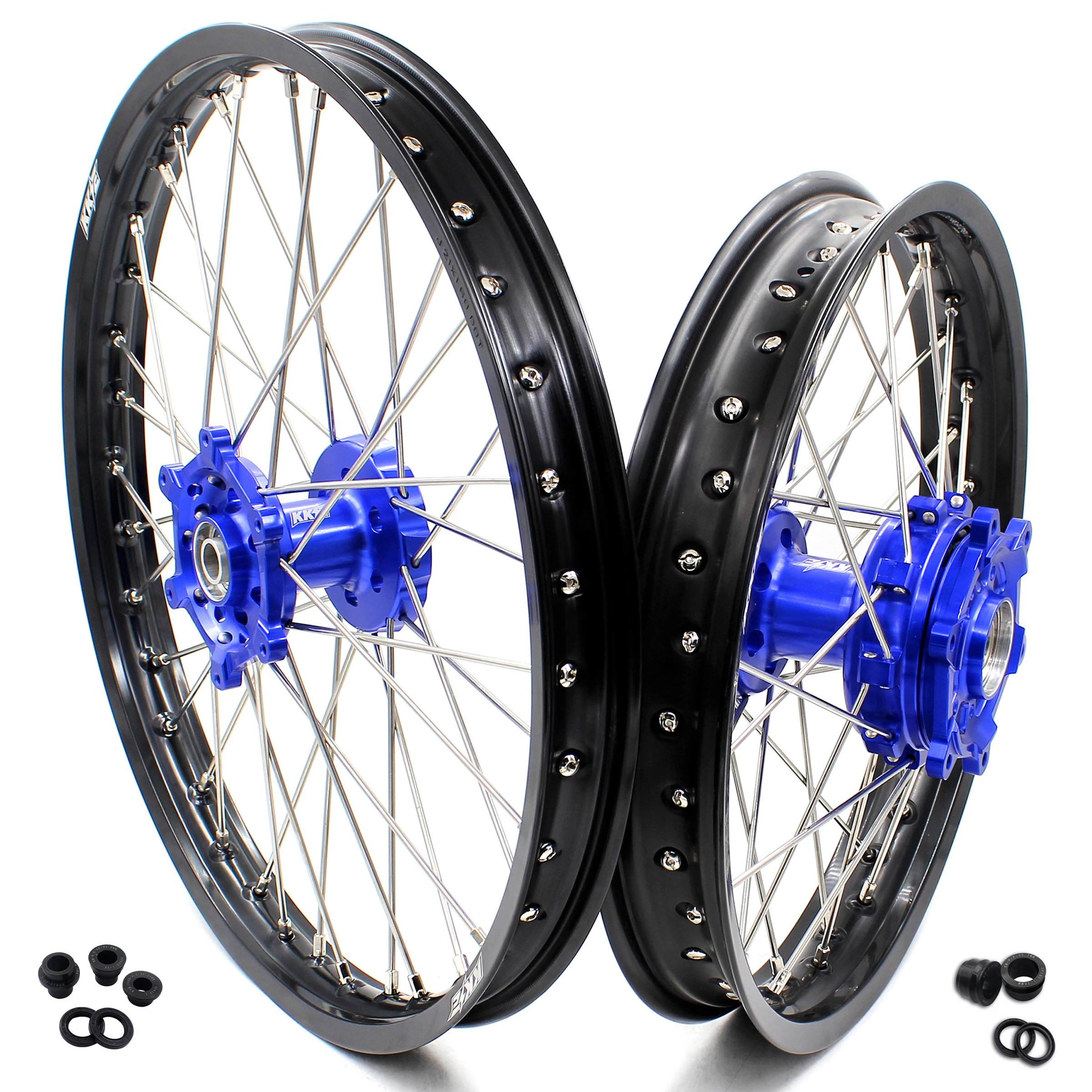 KKE 21/18 Cush Drive Wheels Rims Set fit SUZUKI DRZ400 DRZ400E DRZ400S DRZ400SM 2022 Alloy Blue Hub Black Rim