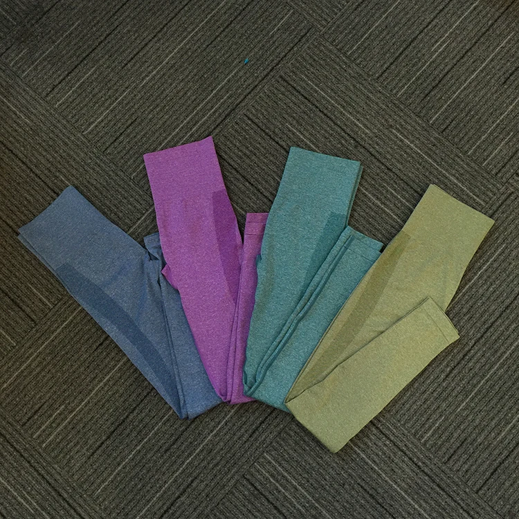 Women Gym Workout Yoga Leggings Athletic Apparel Yoga Pants Gym Grey Sport Workout Tights High Waist Seamless Leggings