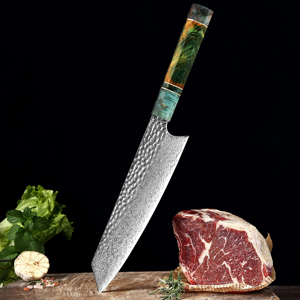 XITUO Professional Kiritsuke Knife Damascus Steel Sushi Slicing Knives Cleaver High-end Resin Handle Kitchen Chef Cooking Tools