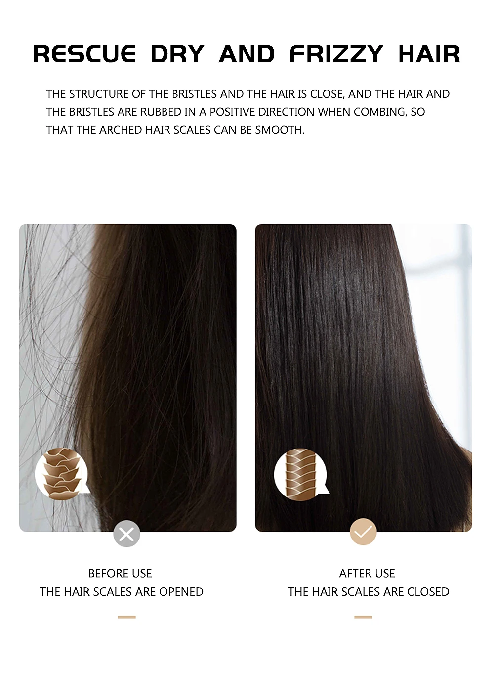 Frosted Black Boar Bristle Nylon Paddle Brush Wild Boar Bristle Extension Brush