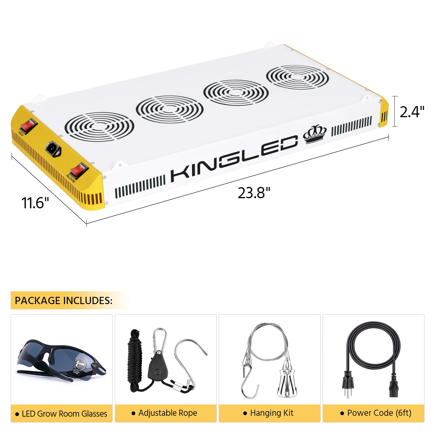 KINGLED Horiculture Greenhouse Hydroponic 2000W  Dual chips Full Spectrum Led Grow Light for indoor Plant Veg &Bloom