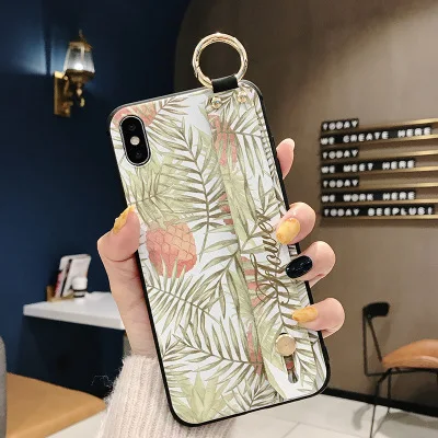 Simple cartoon creative phone case wristband TPU phone accessories embossed painted custom phone case