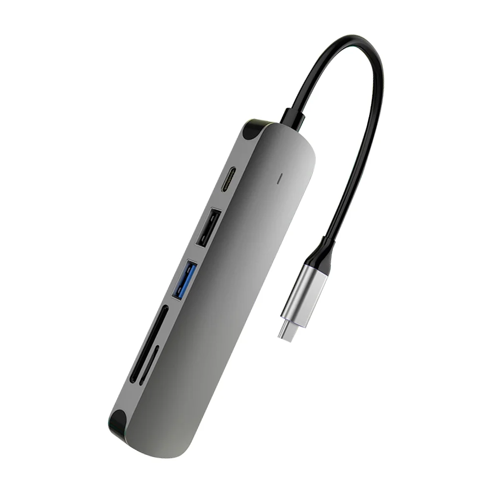 Small USB Hubs 6 in 1 USB C Hub Multiport 4K HDTV 6 Port USB 3.0 Type C Hub Adapter for iPad Pro and Laptop