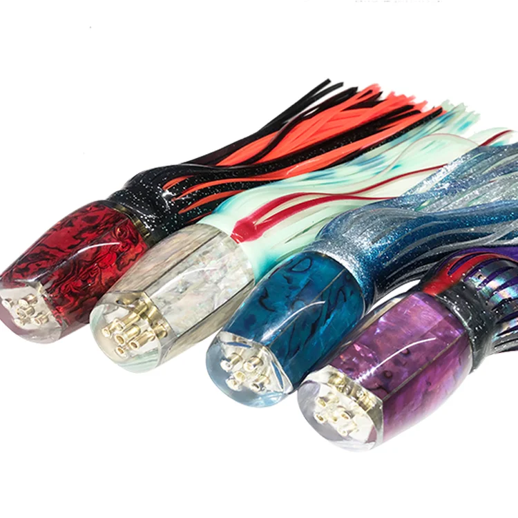 22cm 100g Saltwater Fishing Trolling Lures Heads Octopus Resin Head Sea Soft Squid Skirts Fishing Lures Tuna lure
